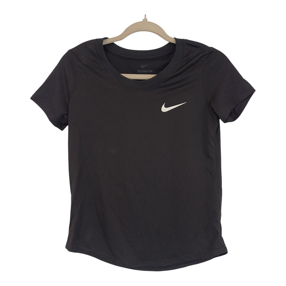 Nike Kids Dri-FIT Short Sleeve T-Shirt Black Swoosh Logo DZ3581-010 Large L